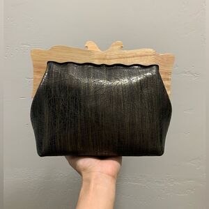 Handmade Genuine Cowhide Embossed  Leather Wooden Frame Purse & 2 Strap Styles